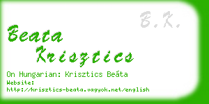 beata krisztics business card